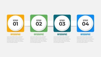 Business infographic thin line process with square template design with icons and 4 options or steps. Vector illustration.