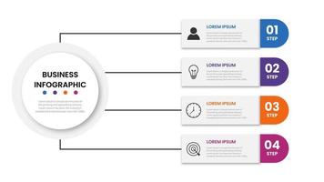 Business infographic thin line process with square template design with icons and 4 options or steps. Vector illustration.