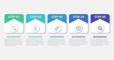 Presentation business infographic template with 5 options. Vector illustration.