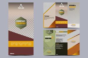 plantilla de folleto con un modelo triple. libro de portada moderno, diseño, informe anual, diseño de revista y folleto vector a4