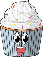 A cupcake cartoon character on white background vector