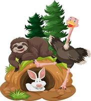 Wild animals cartoon character with burrow vector