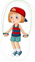 Cartoon girl jumping rope vector