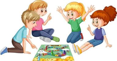 A children playing board game on white background vector