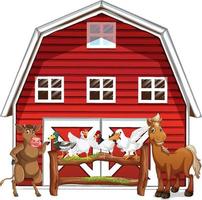 Farming theme with many animals vector