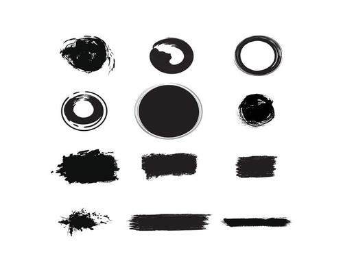 Set of black paint, ink brush stroke, Dirty artistic design collection for border frames.