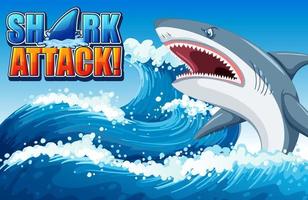 Shark attack banner concept with aggressive shark