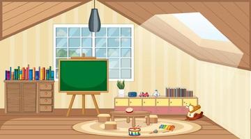 Scene with board and books in classroom vector