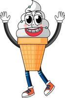 Ice cream cartoon character on white background vector