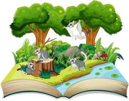 Nature scene with many trees and sugar gliders vector