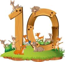 Ten deers attached to number ten vector