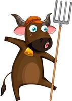 Brown cow cartoon character vector