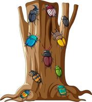 Many beetles climbing on a tree vector