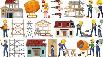 Set of construction site objects vector