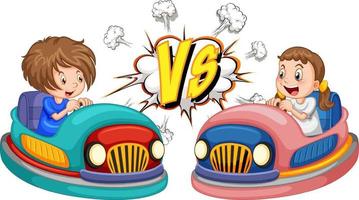 A boy bumper car vs a girl bumper car vector