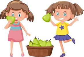 Cartoon girl holding pear vector