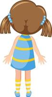 Back of a little girl cartoon character vector