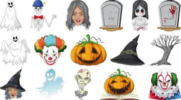 Halloween set with scary monsters vector