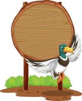 Blank round wooden signboard with animal vector