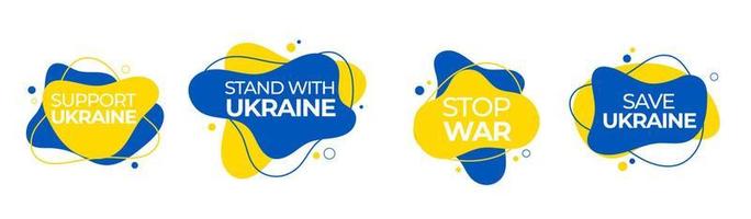 Support Ukraine liquid blobs Stand with and Save Fluid Vector