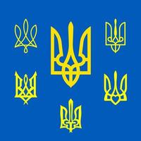 Coat of Arms of Ukraine Trident set of different designs collection Vector
