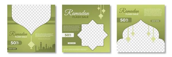 Set of Ramadan sale banner template. Ramadan Sale Banner Template Design with photo collage. Suitable for social media post and web internet ads. Vector illustration