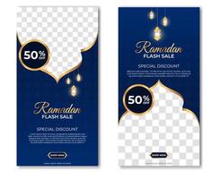 Set of ramadan kareem banner template design with a place for photos. Suitable for social media post. Vector illustration