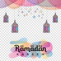 Ramadan greeting card or banner background. Hand drawn lanterns and stars. Ramadan Kareem hand drawn decoration background. Vector design for muslim ramadan holiday. Vector illustration