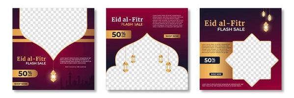 Eid al fitr post template. Social media post template. Eid al fitr sales banner template. Vector illustration