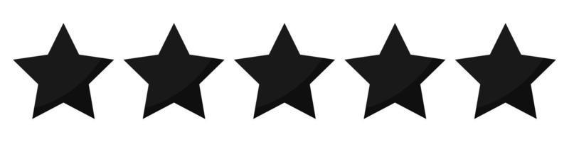 Five stars quality rating icons. 5 stars icon. Five star sign. Rating symbol. Vector illustration