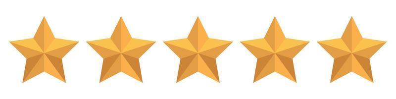 iconos amarillos de clasificación de calidad de cinco estrellas. icono de 5 estrellas. signo de cinco estrellas. símbolo de clasificación. ilustración vectorial vector