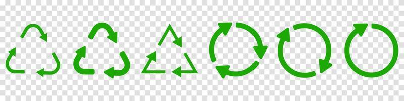 reciclar iconos vectoriales verdes. símbolo de reciclaje de reciclaje. ilustración vectorial vector