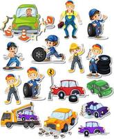 Sticker set of professions characters and objects vector