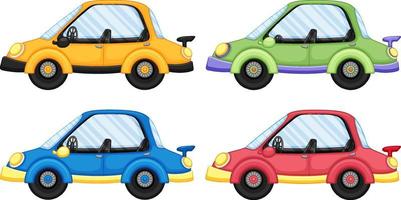 conjunto de diferentes autos en estilo de dibujos animados