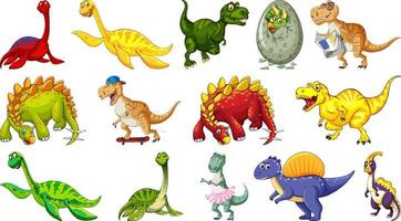 Many dinosaurs on white background vector