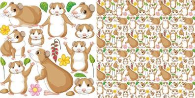 Seamless pattern with cartoon wild animals vector