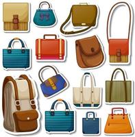 Sticker set of different bags and accessories