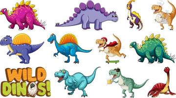 Many dinosaurs on white background vector