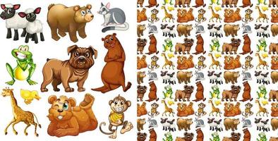 Cute animals cartoon set on white background vector