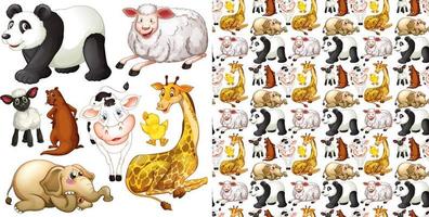 Cute animals cartoon set on white background vector