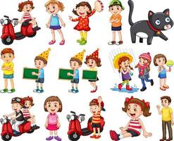 Happy children in different actions vector