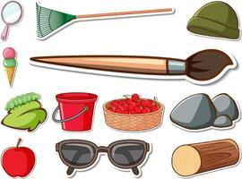 Sticker set of mixed daily objects vector