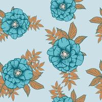 flores de anémona y hojas de fondo transparente. papel de regalo de naturaleza tropical o diseño textil. hermoso estampado con plantas exóticas dibujadas a mano. vector