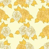 moderno diseño de patrones sin fisuras de flores de rosas tropicales. de patrones sin fisuras con flores y hojas de primavera. fondo dibujado a mano. patrón floral para papel tapiz o tela. azulejo botánico. vector