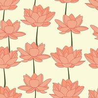 Water Lily repeat pattern design. Hand-drawn background. Botanical pattern for wrapping paper or fabric. vector