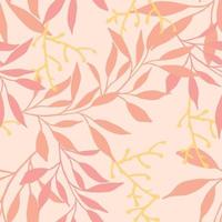 Branches and leaves repeat pattern design. Hand-drawn background. Botanical pattern for wrapping paper or fabric. vector