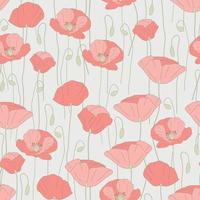 Modern wild flowers seamless pattern design. Seamless pattern with spring poppy flowers and leaves. Hand drawn background. floral pattern for wallpaper or fabric. Botanic Tile. vector