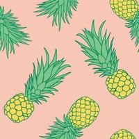 Pineapple tropical seamless pattern background. Tropical nature wrapping paper or textile design. Beautiful print with hand-drawn exotic fruits. vector