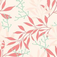 Branches and leaves repeat pattern design. Hand-drawn background. Botanical pattern for wrapping paper or fabric. vector