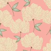 Seamless pattern with spring flowers and leaves. Hand drawn background. floral pattern for wallpaper or fabric. Botanic Tile. vector